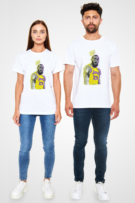 Lebron James Baskılı Unisex Beyaz Tişört - Tshirt