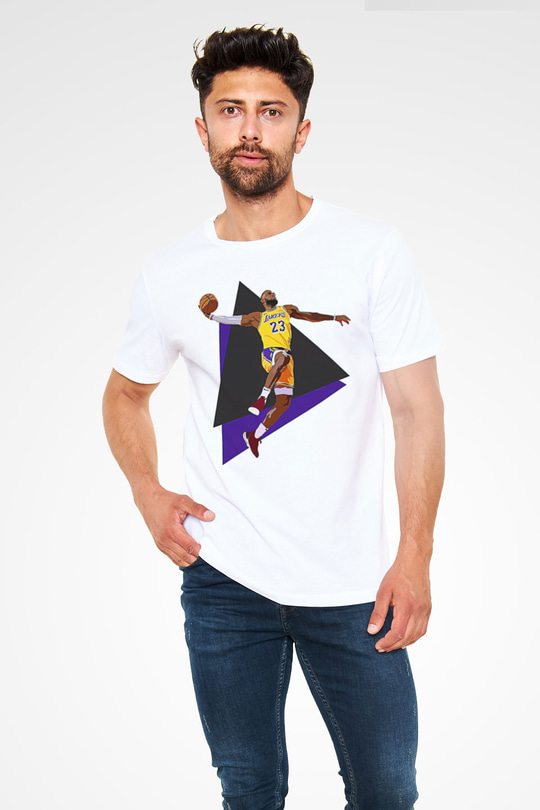 Lebron James Baskılı Unisex Beyaz Tişört - Tshirt