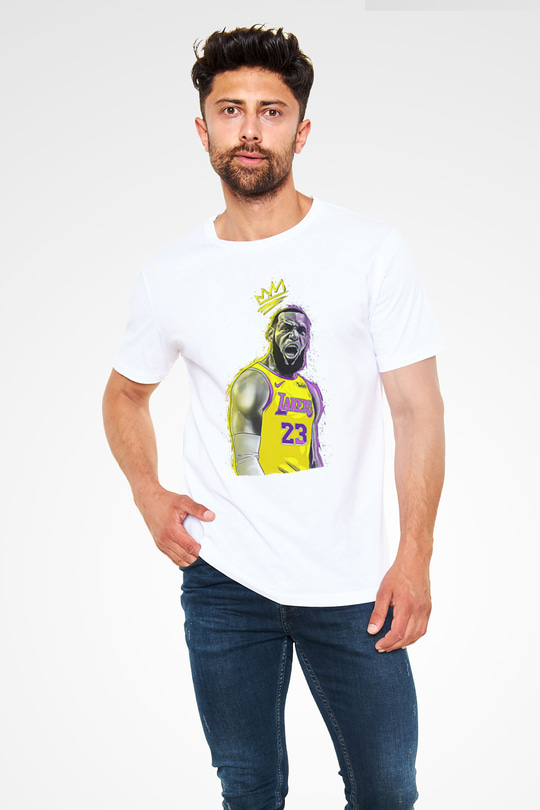 Lebron James Baskılı Unisex Beyaz Tişört - Tshirt