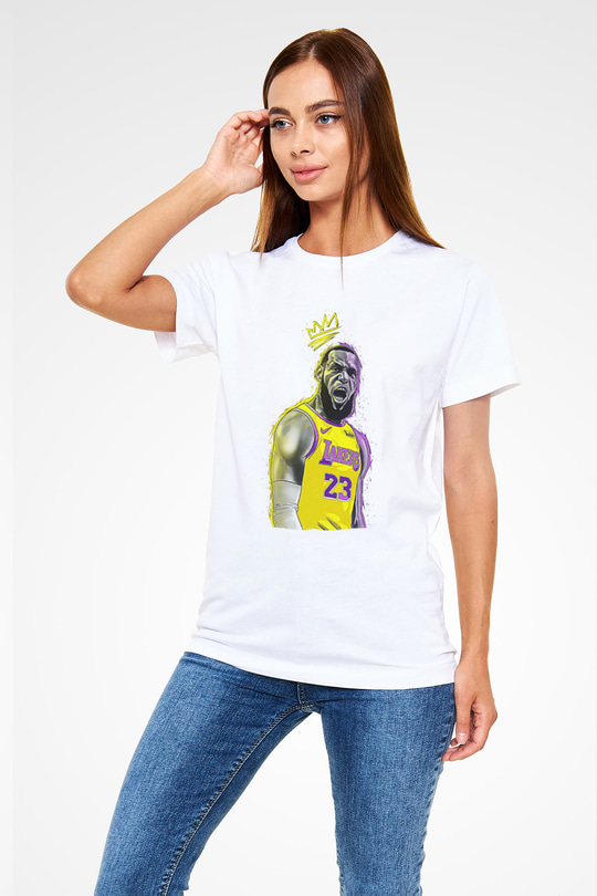 Lebron James Baskılı Unisex Beyaz Tişört - Tshirt