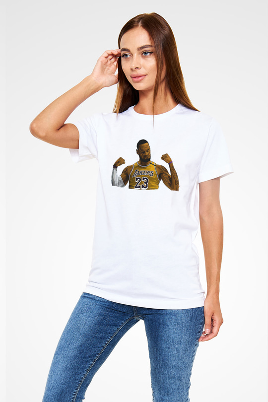 Lebron James Baskılı Unisex Beyaz Tişört - Tshirt