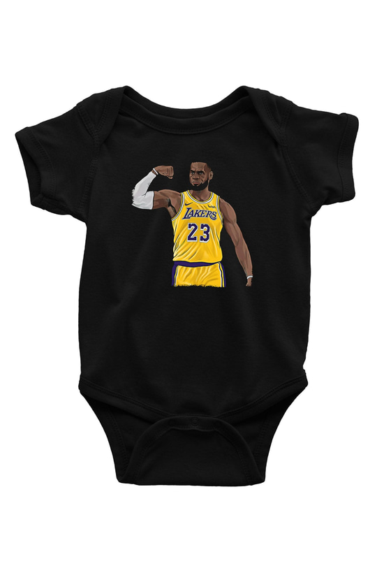 Lebron James Baskılı Unisex Siyah Bebek Body - Zıbın
