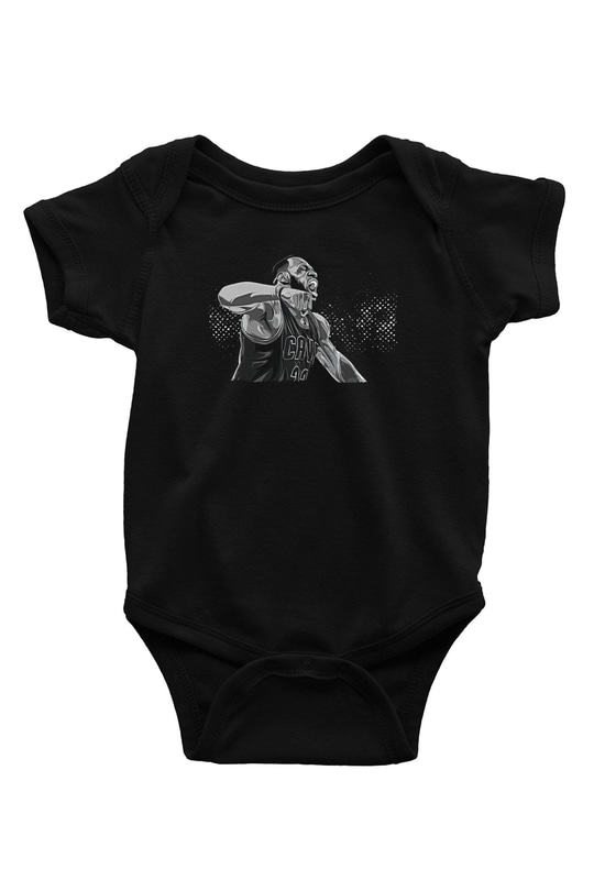 Lebron James Baskılı Unisex Siyah Bebek Body - Zıbın