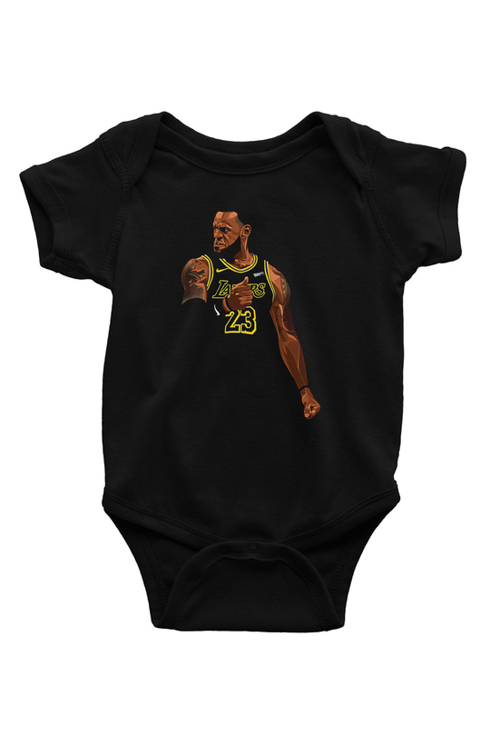 Lebron James Baskılı Unisex Siyah Bebek Body - Zıbın
