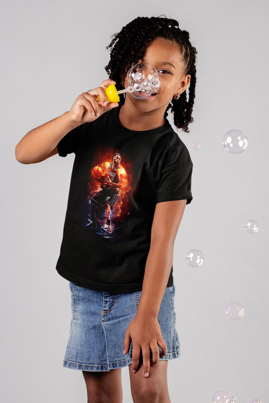 Lebron James Baskılı Unisex Siyah Çocuk Tişört - Tshirt