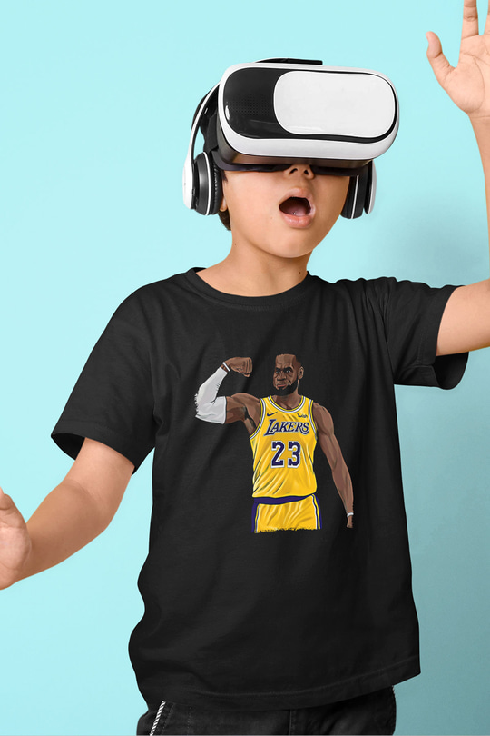 Lebron James Baskılı Unisex Siyah Çocuk Tişört - Tshirt