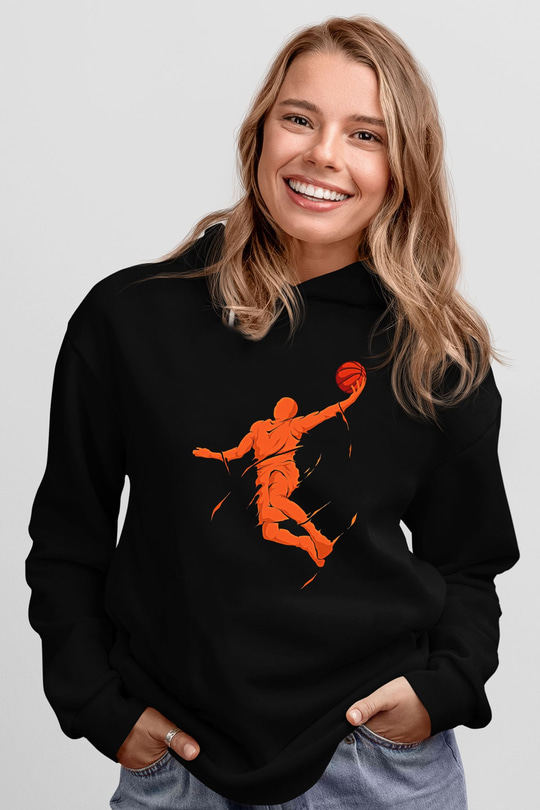 Lebron James Baskılı Unisex Siyah Kapüşonlu Sweatshirt