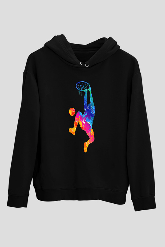 Lebron James Baskılı Unisex Siyah Kapüşonlu Sweatshirt
