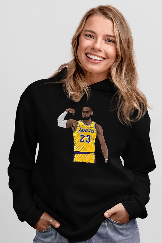 Lebron James Baskılı Unisex Siyah Kapüşonlu Sweatshirt