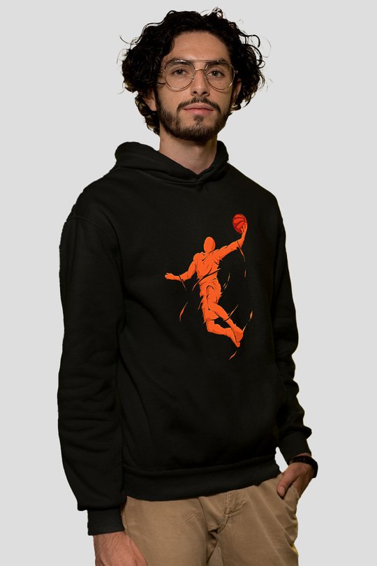 Lebron James Baskılı Unisex Siyah Kapüşonlu Sweatshirt