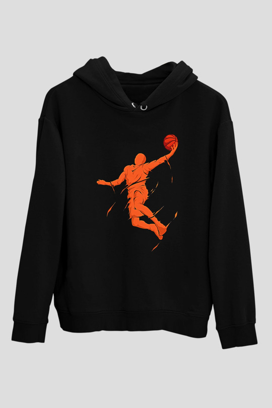 Lebron James Baskılı Unisex Siyah Kapüşonlu Sweatshirt