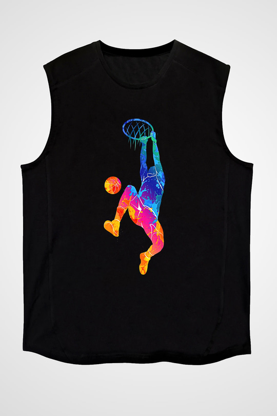 Lebron James Baskılı Unisex Siyah Kolsuz Tişört - Tshirt