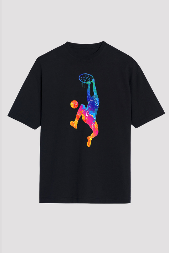 Lebron James Baskılı Unisex Siyah Oversize Tişört - Tshirt