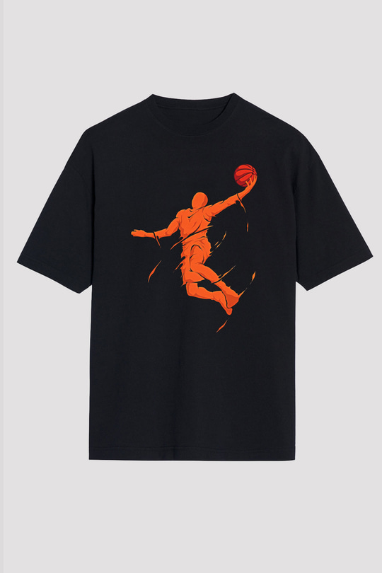 Lebron James Baskılı Unisex Siyah Oversize Tişört - Tshirt