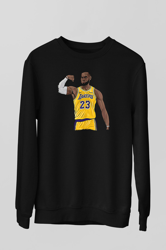 Lebron James Baskılı Unisex Siyah Sweatshirt