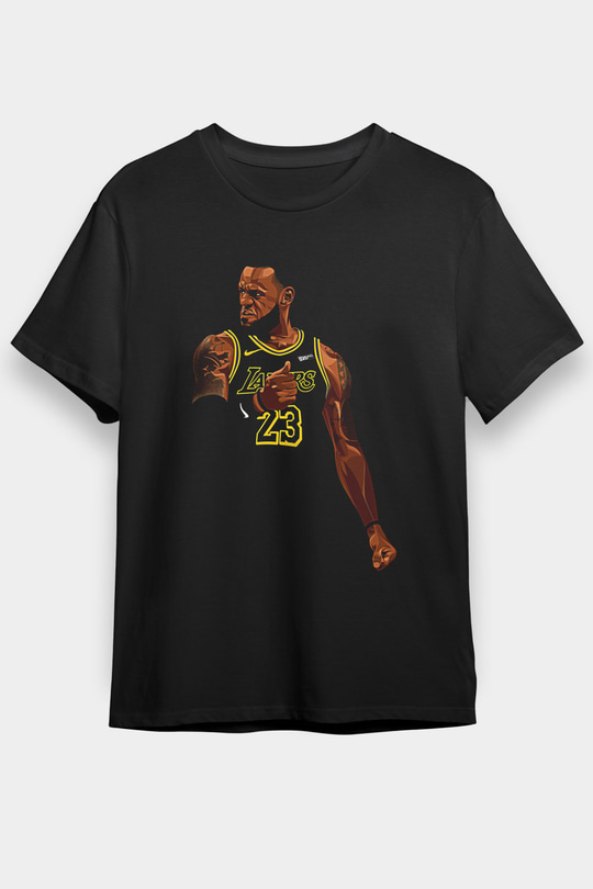 Lebron James Baskılı Unisex Siyah Tişört - Tshirt