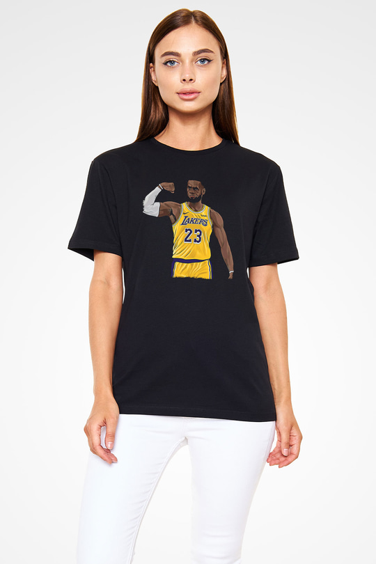 Lebron James Baskılı Unisex Siyah Tişört - Tshirt