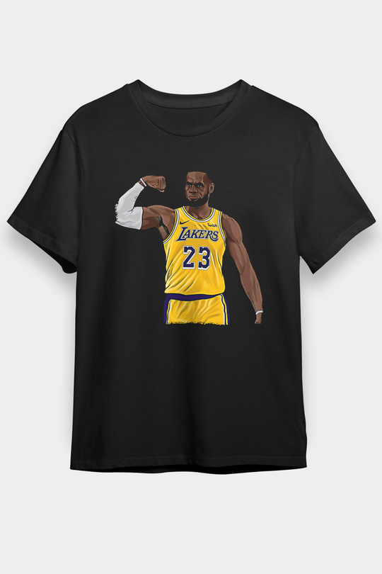 Lebron James Baskılı Unisex Siyah Tişört - Tshirt
