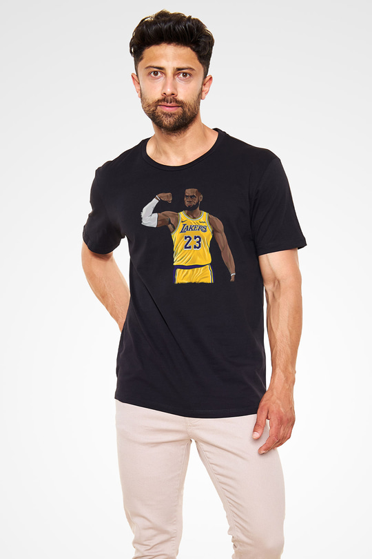 Lebron James Baskılı Unisex Siyah Tişört - Tshirt