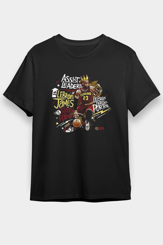 Lebron James Baskılı Unisex Siyah Tişört - Tshirt