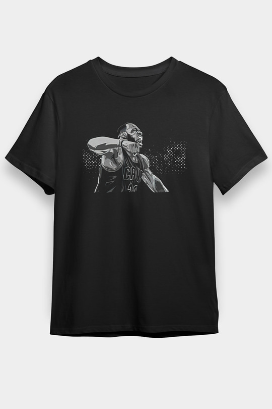 Lebron James Baskılı Unisex Siyah Tişört - Tshirt