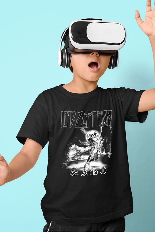 Led Zeppelin Baskılı Siyah Unisex Çocuk Tişört