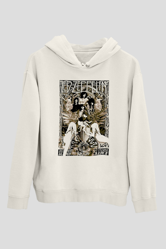 Led Zeppelin Beyaz Unisex Kapşonlu Sweatshirt