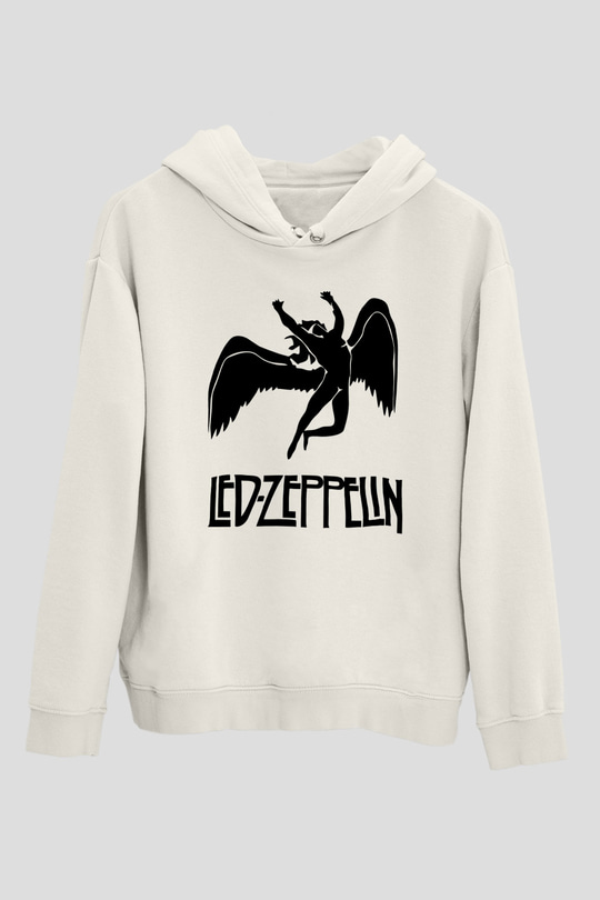 Led Zeppelin Beyaz Unisex Kapşonlu Sweatshirt