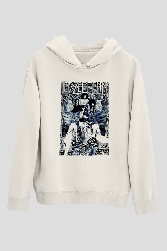 Led Zeppelin Beyaz Unisex Kapşonlu Sweatshirt