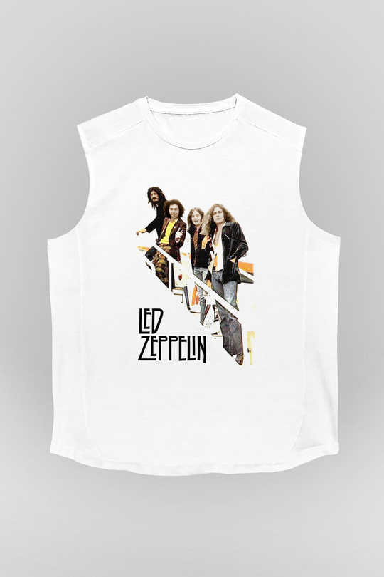 Led Zeppelin Beyaz Unisex Kolsuz Tişört