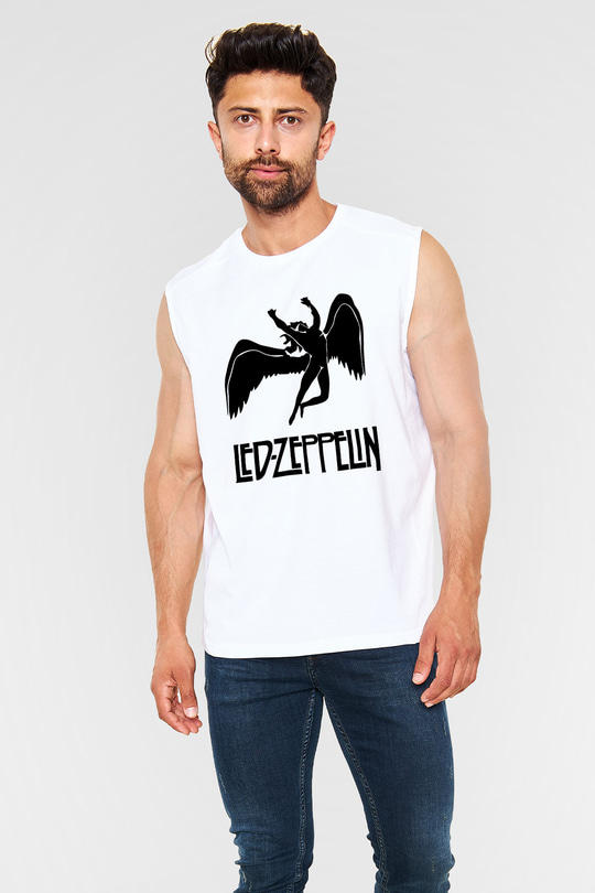 Led Zeppelin Beyaz Unisex Kolsuz Tişört