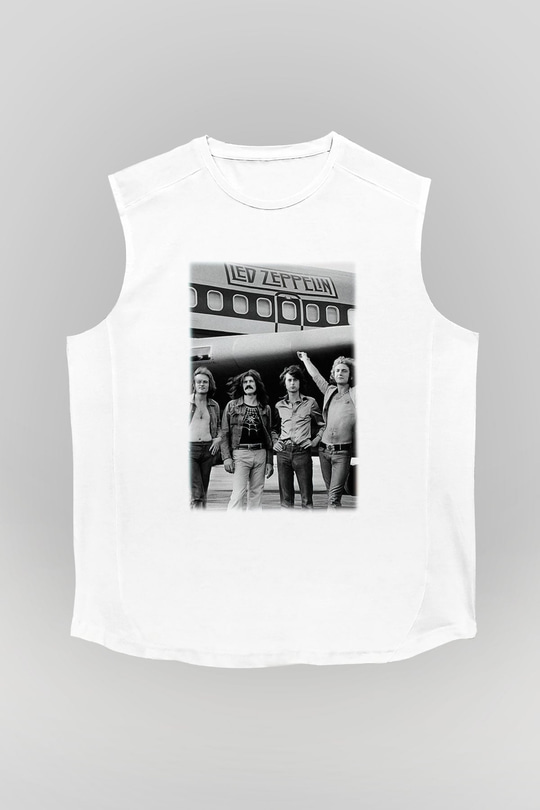 Led Zeppelin Beyaz Unisex Kolsuz Tişört
