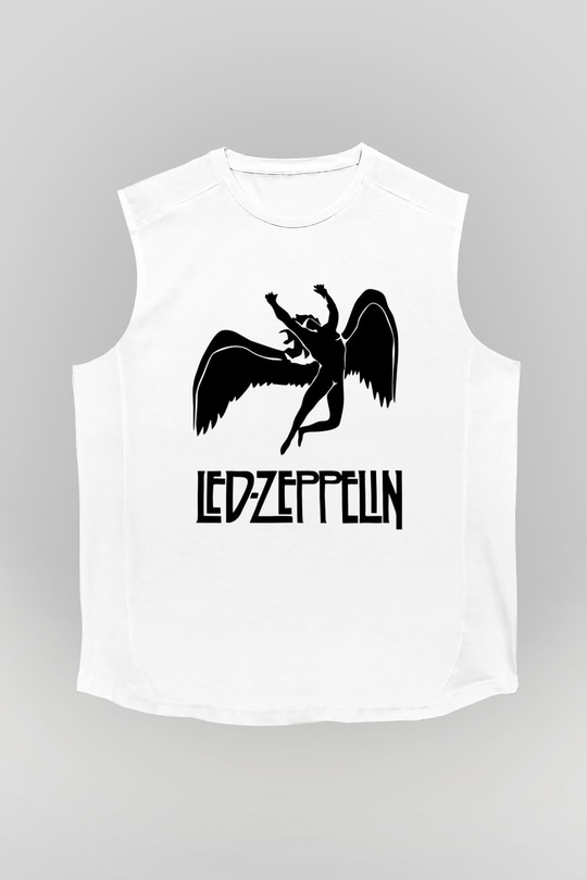 Led Zeppelin Beyaz Unisex Kolsuz Tişört