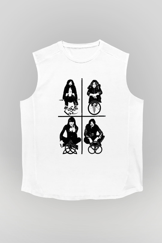 Led Zeppelin Beyaz Unisex Kolsuz Tişört
