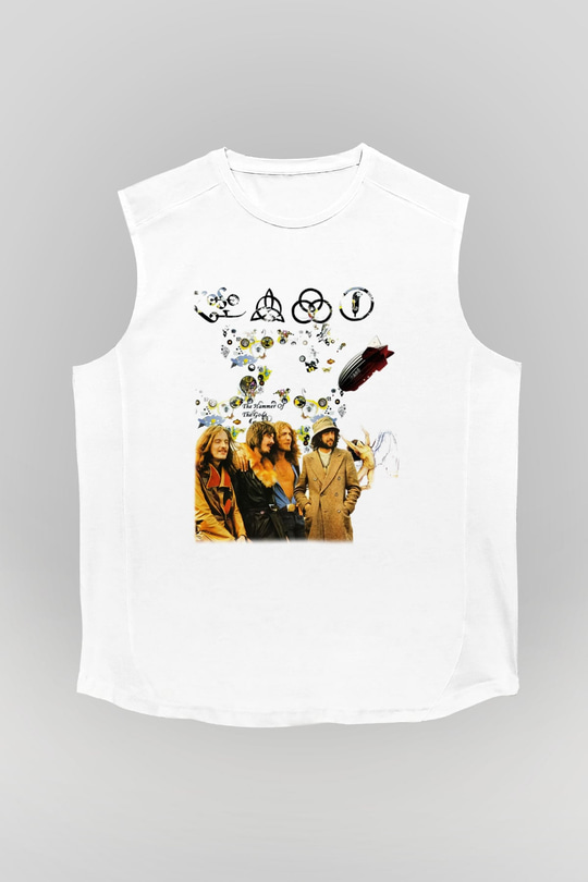 Led Zeppelin Beyaz Unisex Kolsuz Tişört