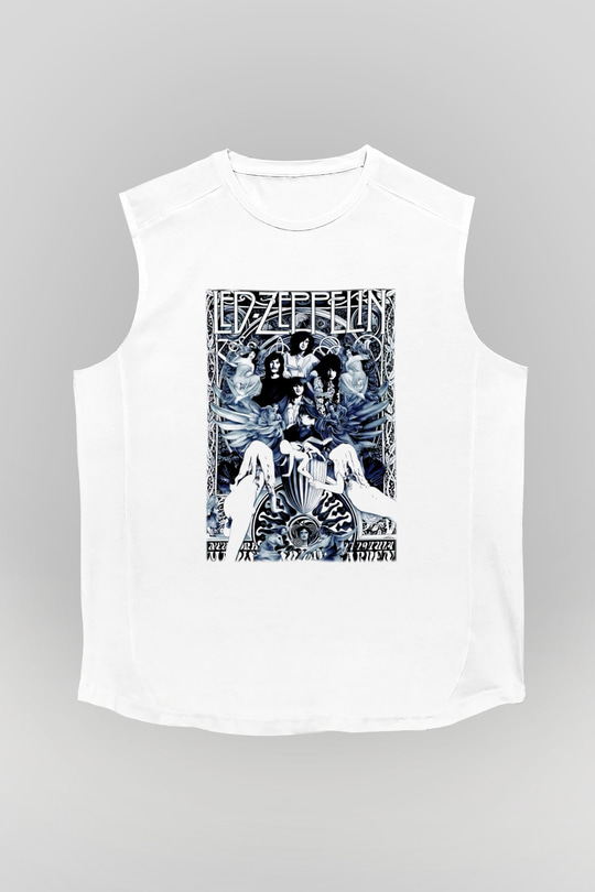 Led Zeppelin Beyaz Unisex Kolsuz Tişört