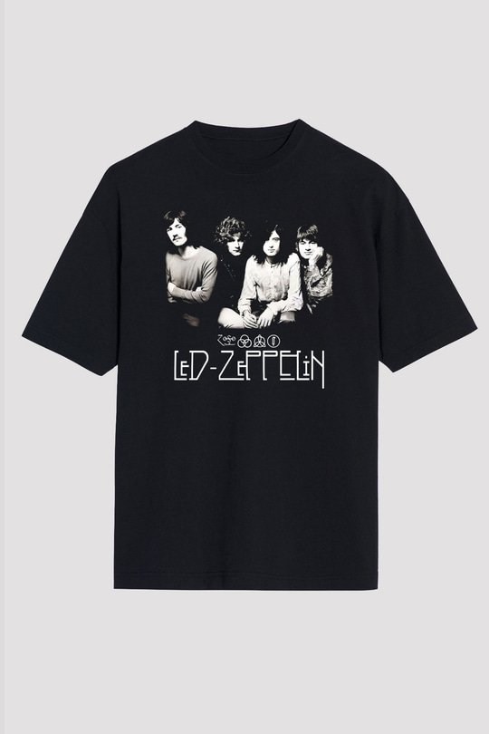 Led Zeppelin Siyah Unisex Oversize Tişört T-Shirt