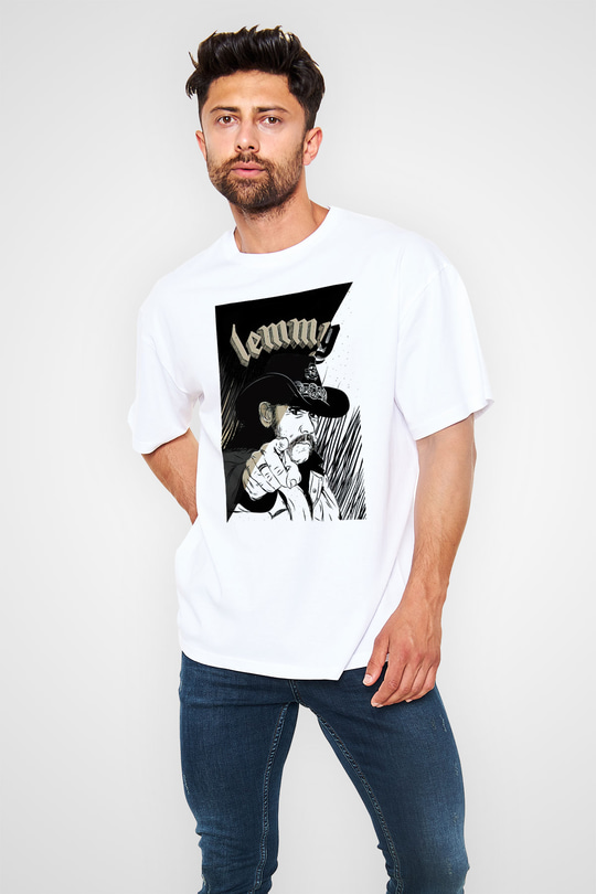 Lemmy Beyaz Unisex Oversize Tişört T-Shirt