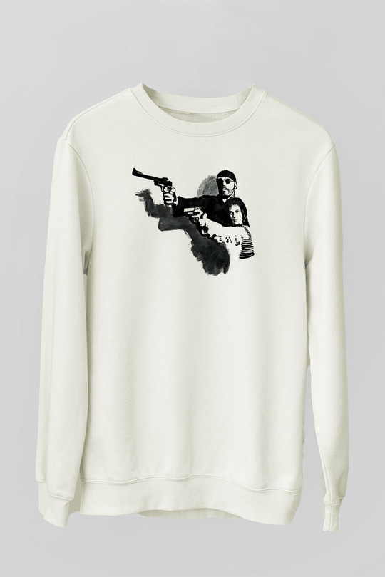 Leon Baskılı Beyaz Unisex Sweatshirt