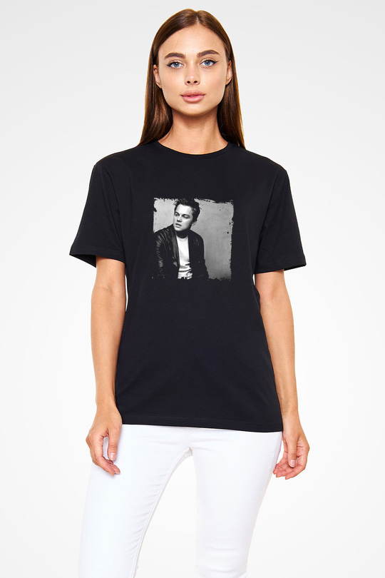 Leonardo DiCaprio Baskılı Unisex Siyah Tişört