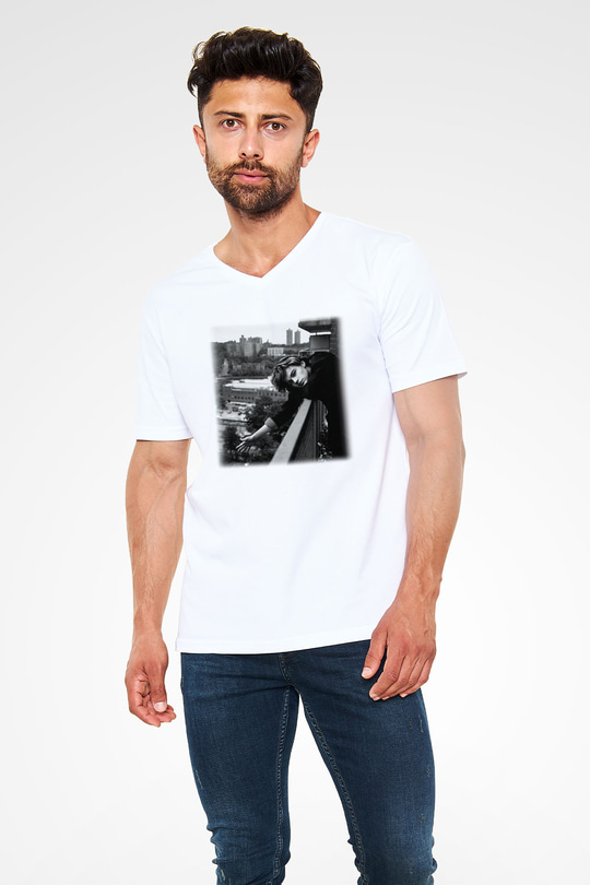 Leonardo DiCaprio Beyaz Unisex V Yaka Tişört T-Shirt