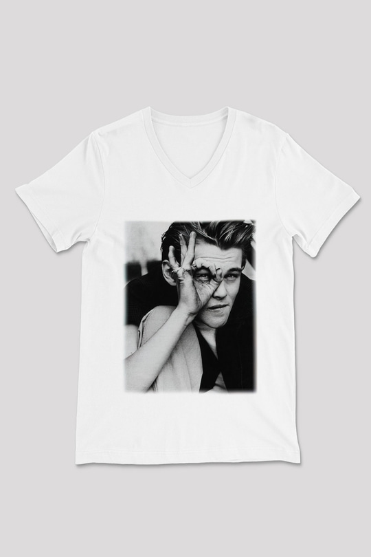 Leonardo DiCaprio Beyaz Unisex V Yaka Tişört T-Shirt