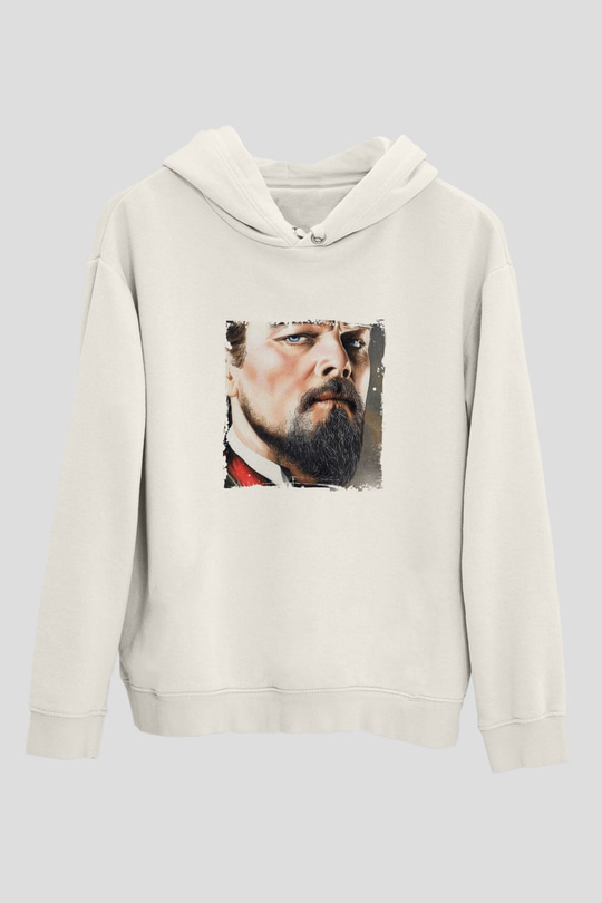 Leonardo DiCaprio Unisex Baskılı Beyaz Kapüşonlu Sweatshirt