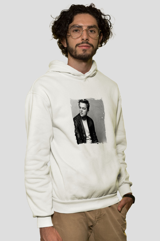 Leonardo DiCaprio Unisex Baskılı Beyaz Kapüşonlu Sweatshirt