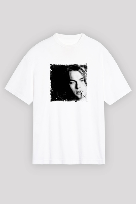 Leonardo DiCaprio Oversize Baskılı Beyaz Tişört