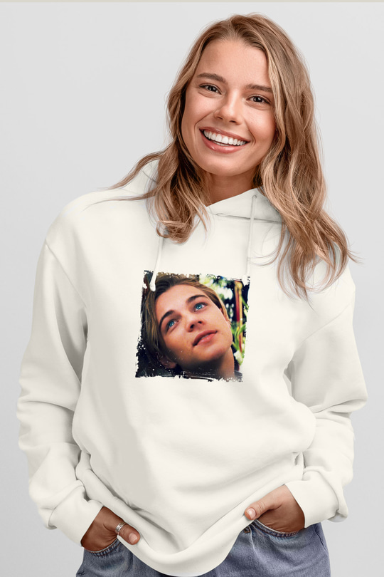 Leonardo DiCaprio Unisex Baskılı Beyaz Kapüşonlu Sweatshirt