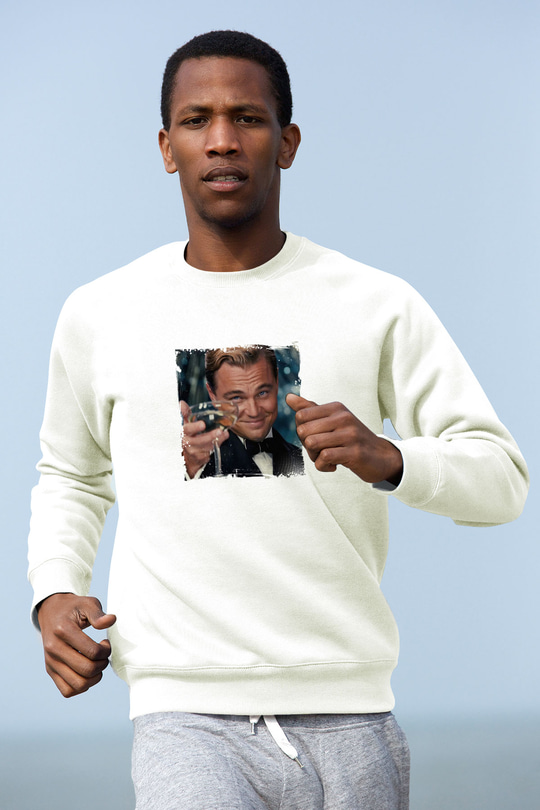 Leonardo DiCaprio Unisex Baskılı Beyaz Sweatshirt