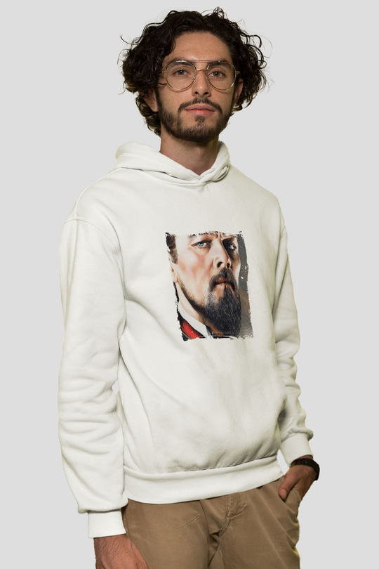 Leonardo DiCaprio Unisex Baskılı Beyaz Kapüşonlu Sweatshirt