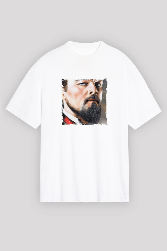 Leonardo DiCaprio Oversize Baskılı Beyaz Tişört