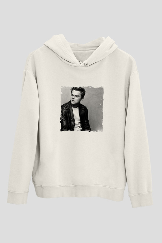 Leonardo DiCaprio Unisex Baskılı Beyaz Kapüşonlu Sweatshirt